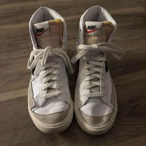 Nike White and Gray High-Top Sneakers